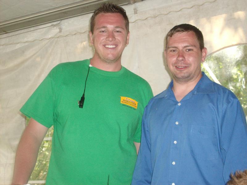 Dan Bush on the set of extreme makeover with producer Andy Mcentee